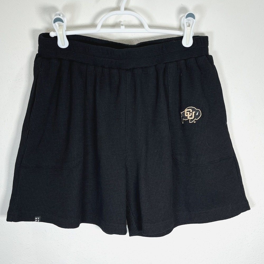 Hype & Vice Shorts Womens Colorado Buffaloes CU Buffs Black Waffle Knit Sz Large